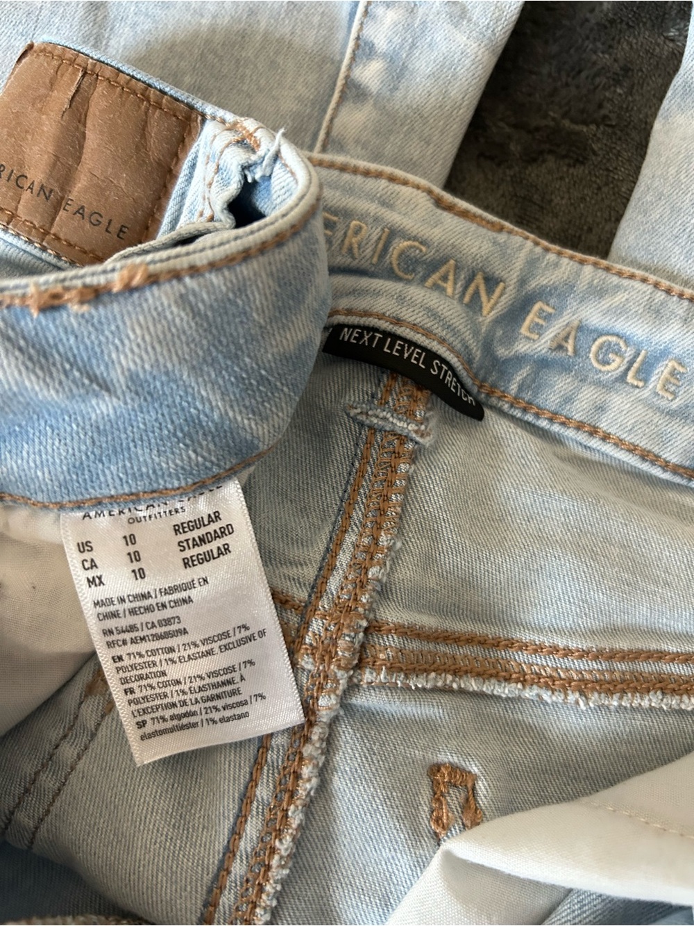 American Eagle AE Super High Waisted Flare Light Wash Boot Cut Jeans - Picture 3 of 4